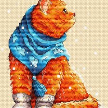 Схема вышивки «Кот в тапочках»