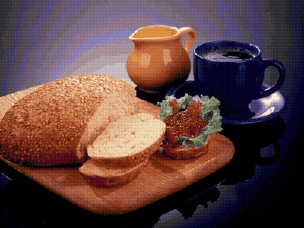 завтрак - натюрморт, чай, хлеб - предпросмотр
