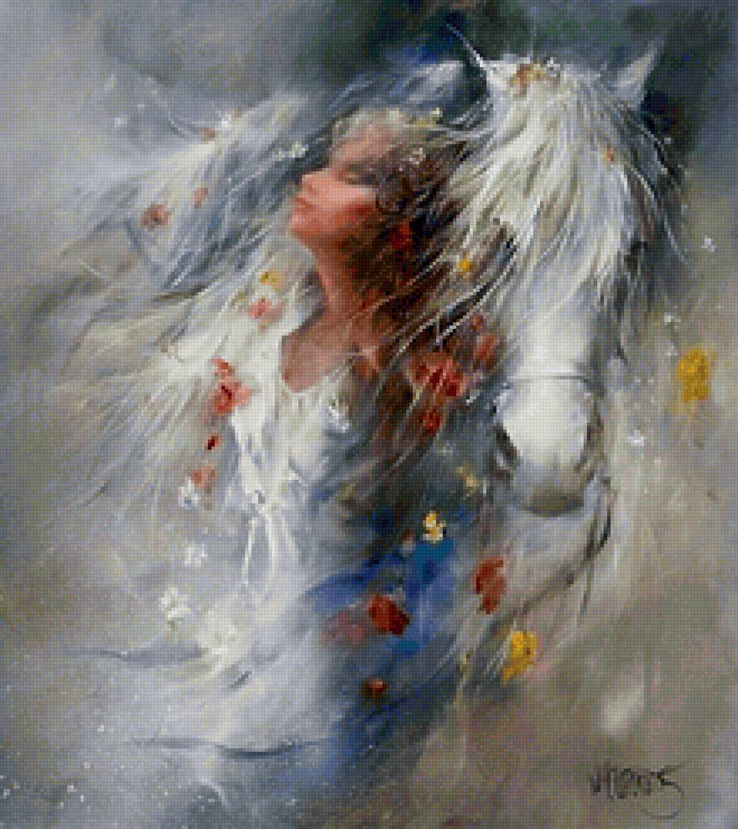 Девушка с лошадью - предпросмотр