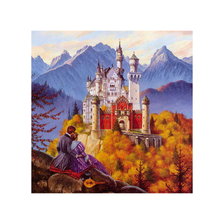 Оригинал схемы вышивки «Влюблённая пара смотрит на замок» (№2441272)