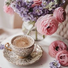 Схема вышивки «Кофе и цветы»