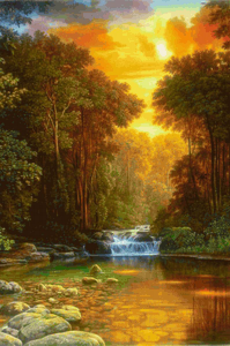 Осенний лес - лес, река. - предпросмотр