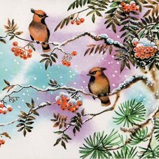 Схема вышивки «птицы на рябине»