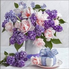 Схема вышивки «Сирень и пионы»