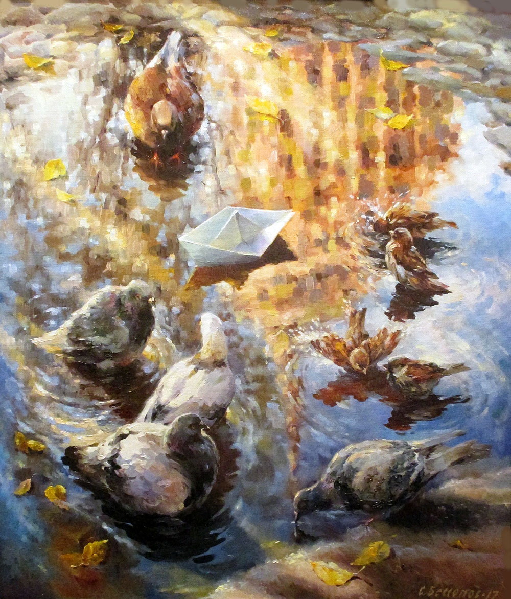 Голуби - птицы, картина, сергей бессонов - оригинал