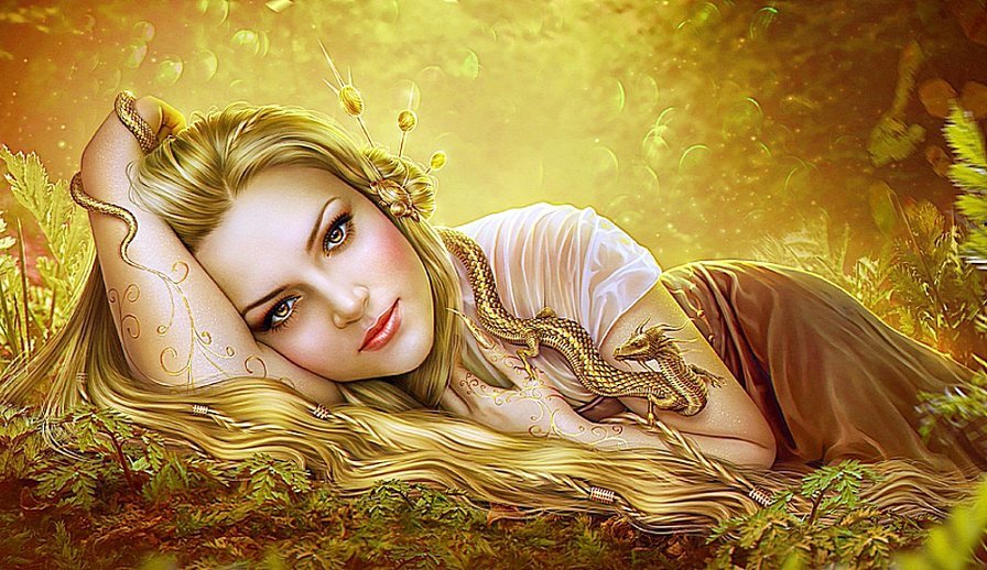 дракон - сказка, девушка - оригинал