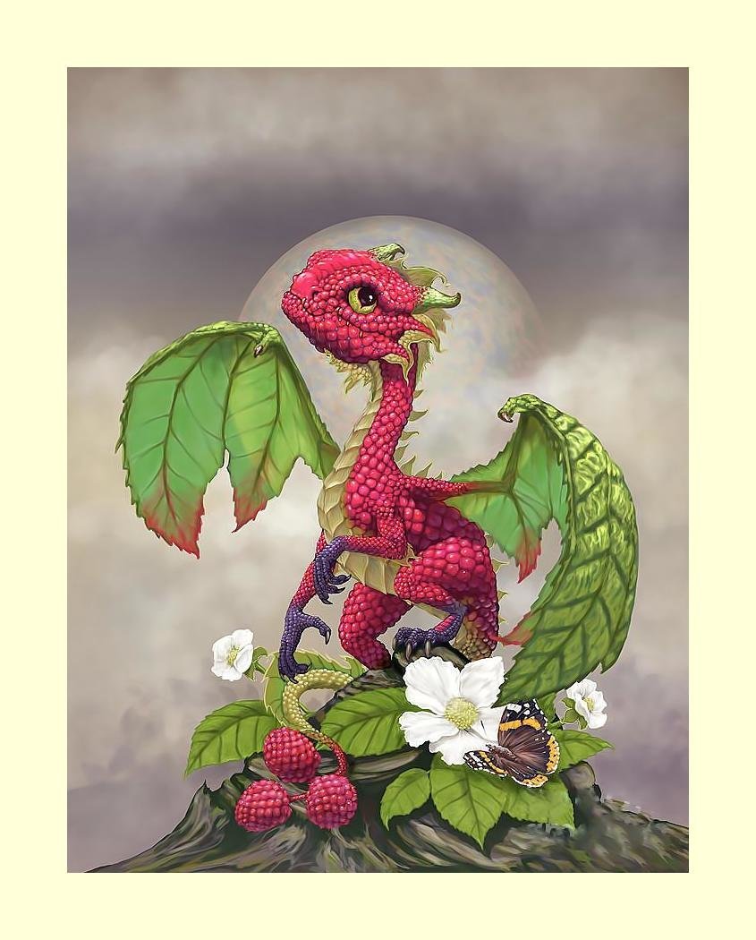 дракон - малыш, ягода, сказка, цветы - оригинал