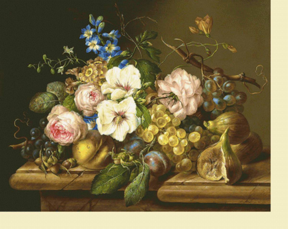 Серия "Натюрморты" - цветы, фрукты, букет, натюрморт - предпросмотр