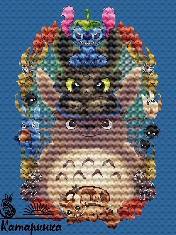 Любимые персонажи - беззубик, тоторо, котобус., стич - оригинал