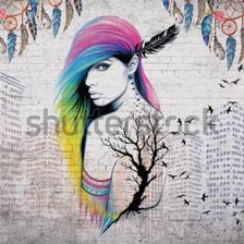 Схема вышивки «девушка индейка»