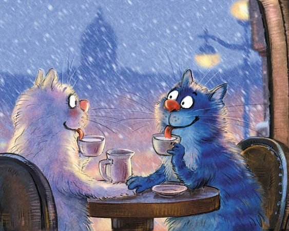 Молоко вдвоём - зенюк, до 240 крестиков, синие коты, котики - оригинал