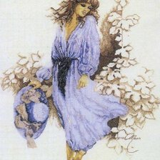 Схема вышивки «Девушка в голубом»