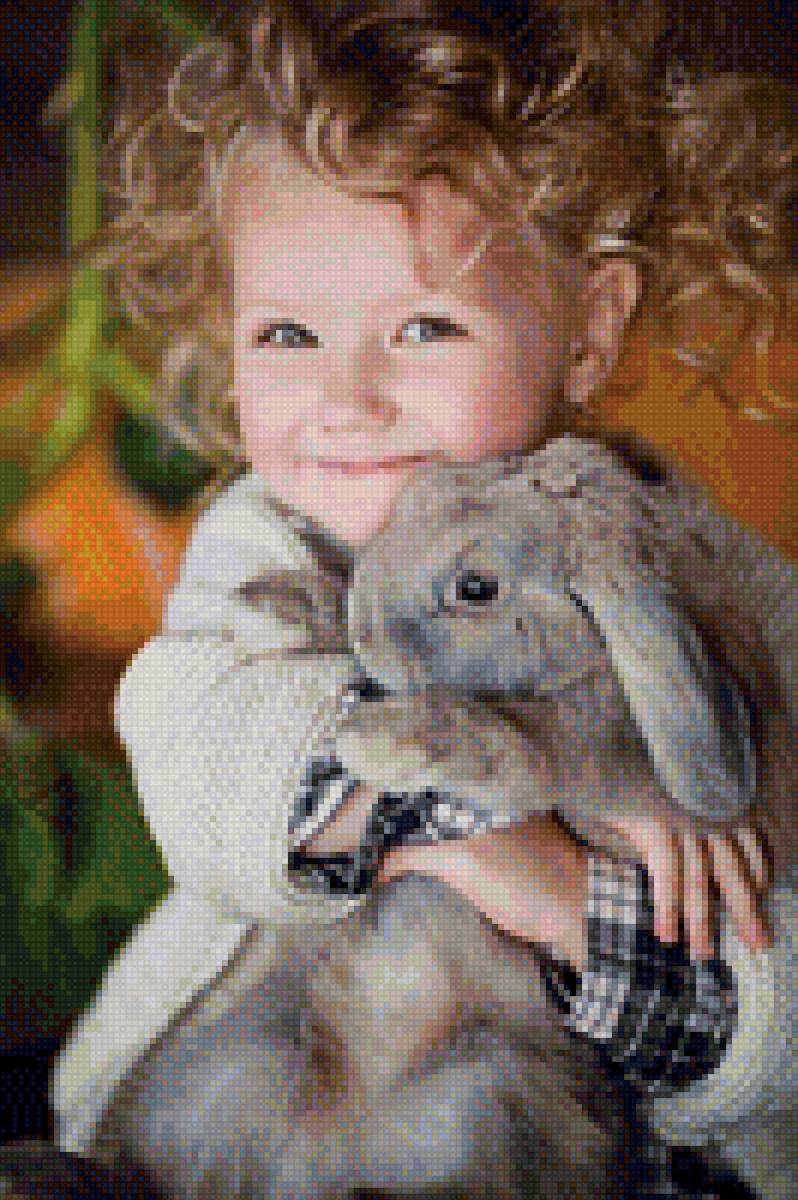 Девочка с кроликом - дети, животные - предпросмотр