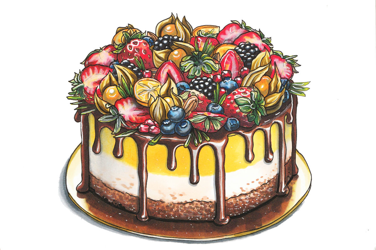 торт - десерт, рисунок, иллюстрация, скетчинг, торт - оригинал