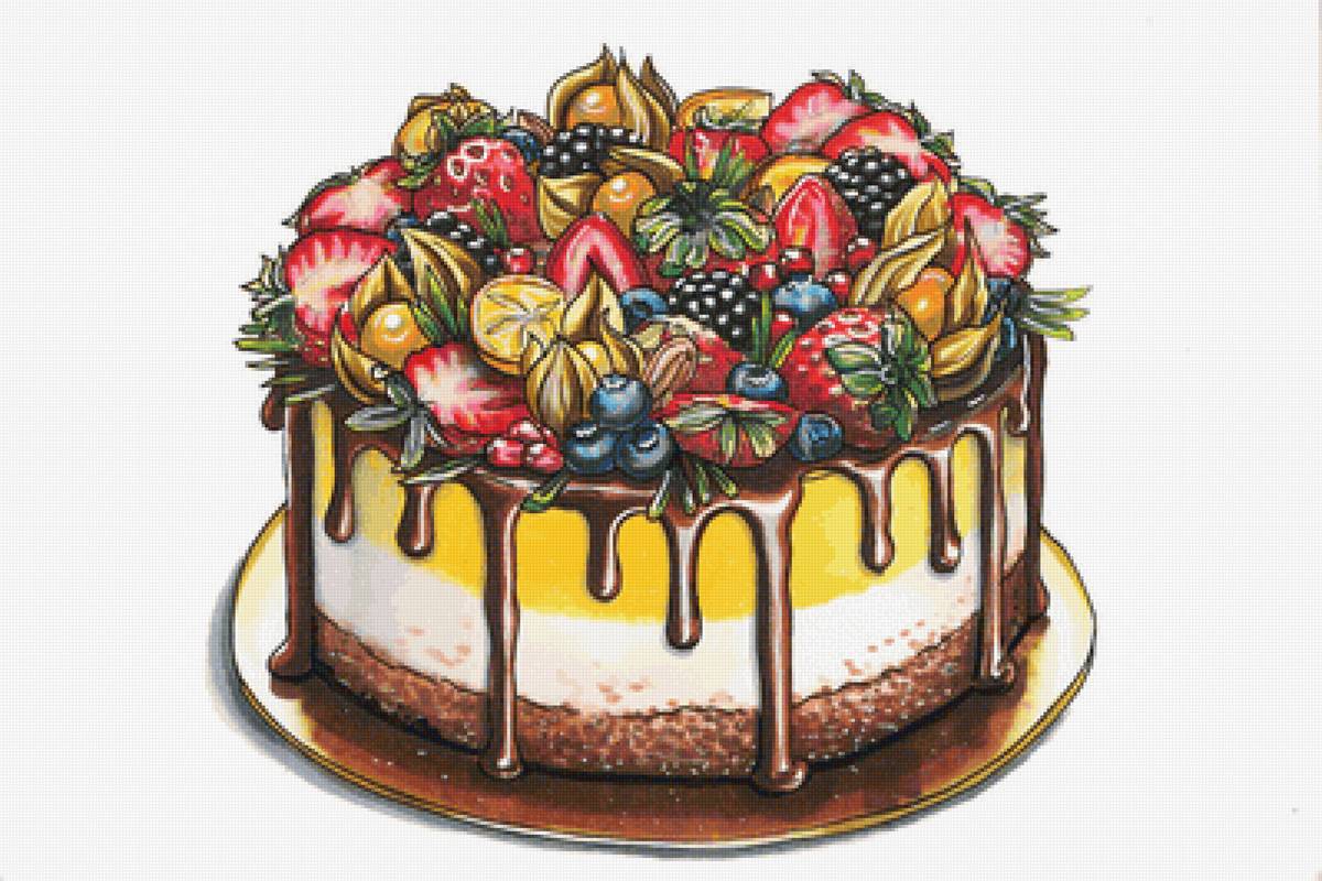 торт - рисунок, десерт, торт, скетчинг, иллюстрация - предпросмотр