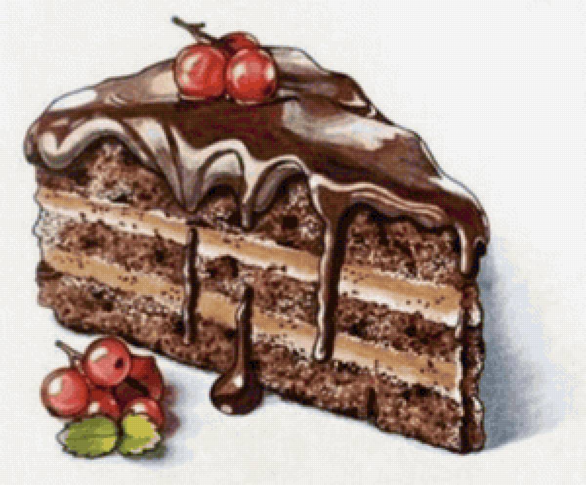Торт - скетч, десерт, рисунок - предпросмотр