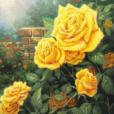 Схема вышивки «Жёлтые розы в саду»