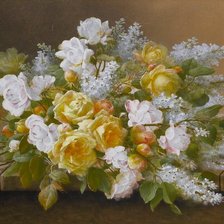 Схема вышивки «Чайные и белые розы»