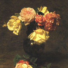 Схема вышивки «Чайные розы в вазе»