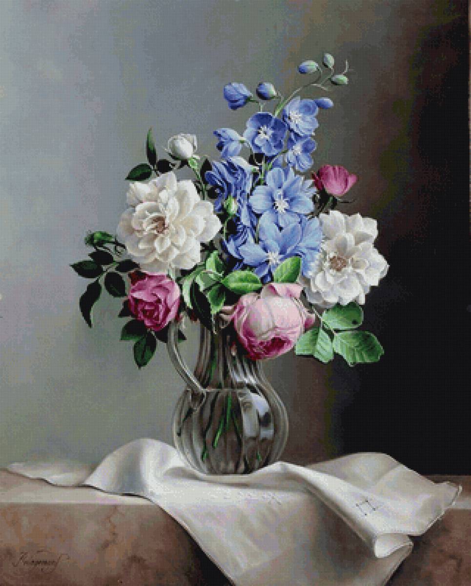 Букет в стеклянной вазе - цветы - предпросмотр