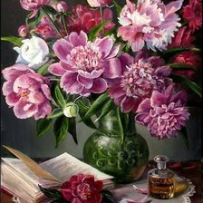 Схема вышивки «пионы»