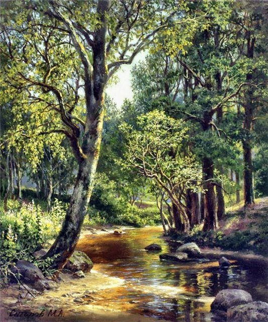 Лесной ручей - пейзаж, лес - оригинал