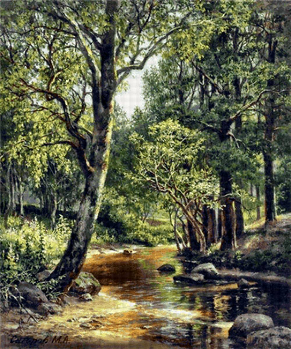 Лесной ручей - лес, пейзаж - предпросмотр