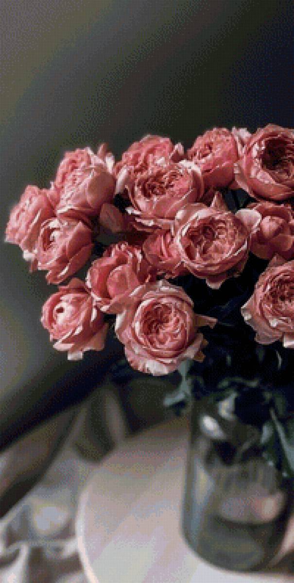 Ваза с цветами - пионы, ваза, розы, цветы, букет - предпросмотр