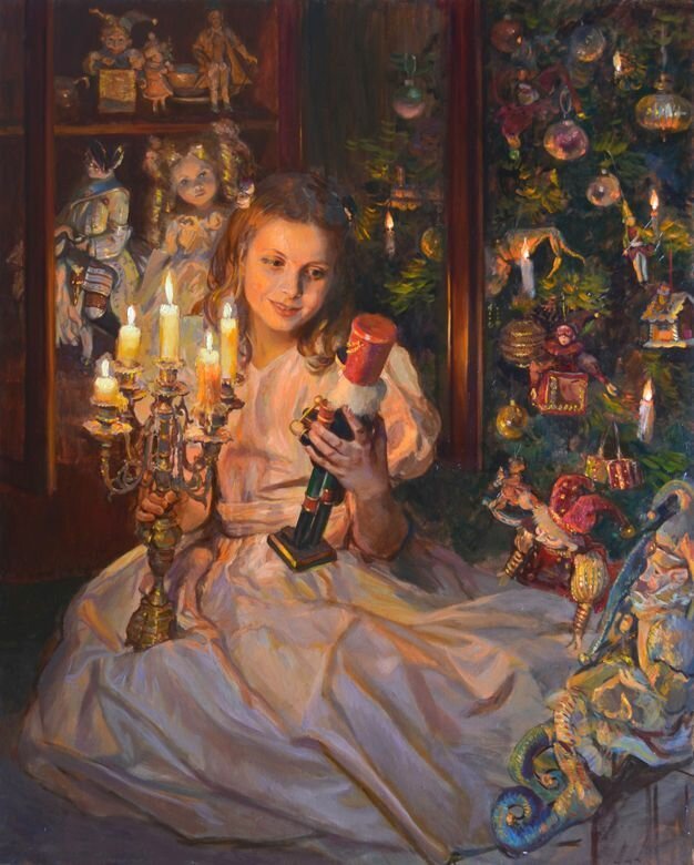 Картина - девочка, игрушки, щелкунчик - оригинал