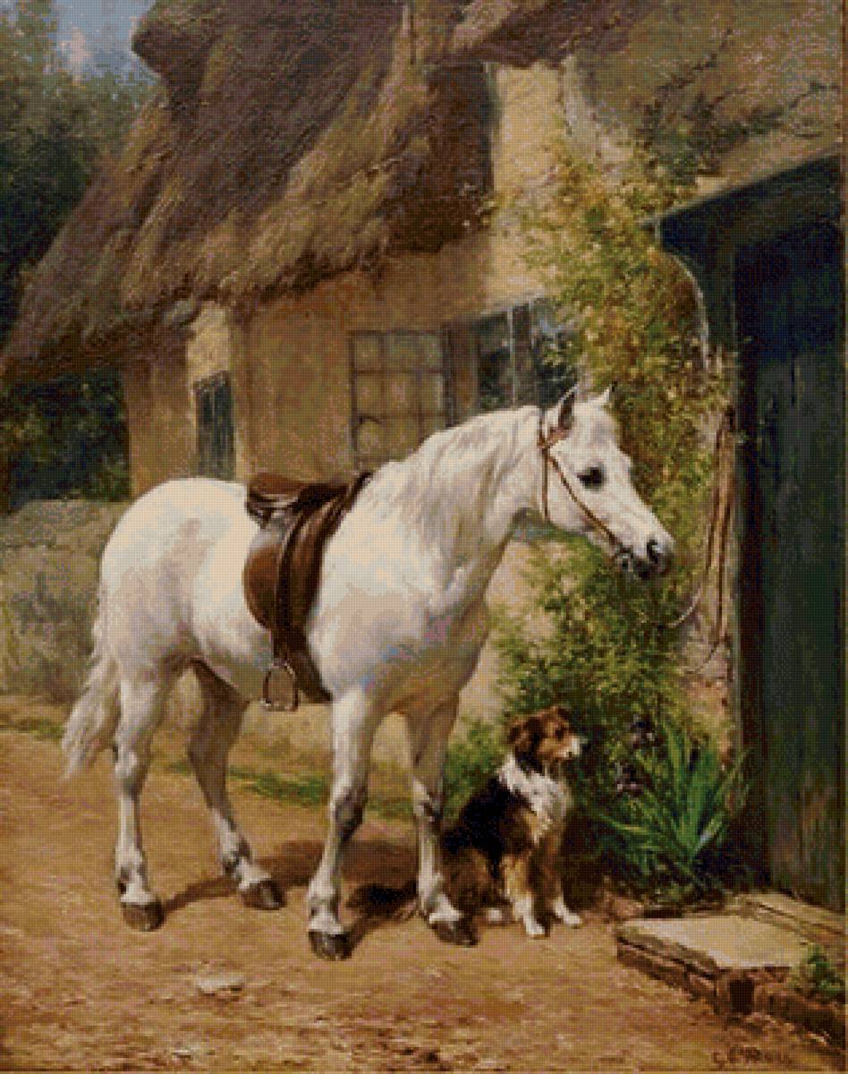 Друзья - природа, лошадь, деревня, собака - предпросмотр