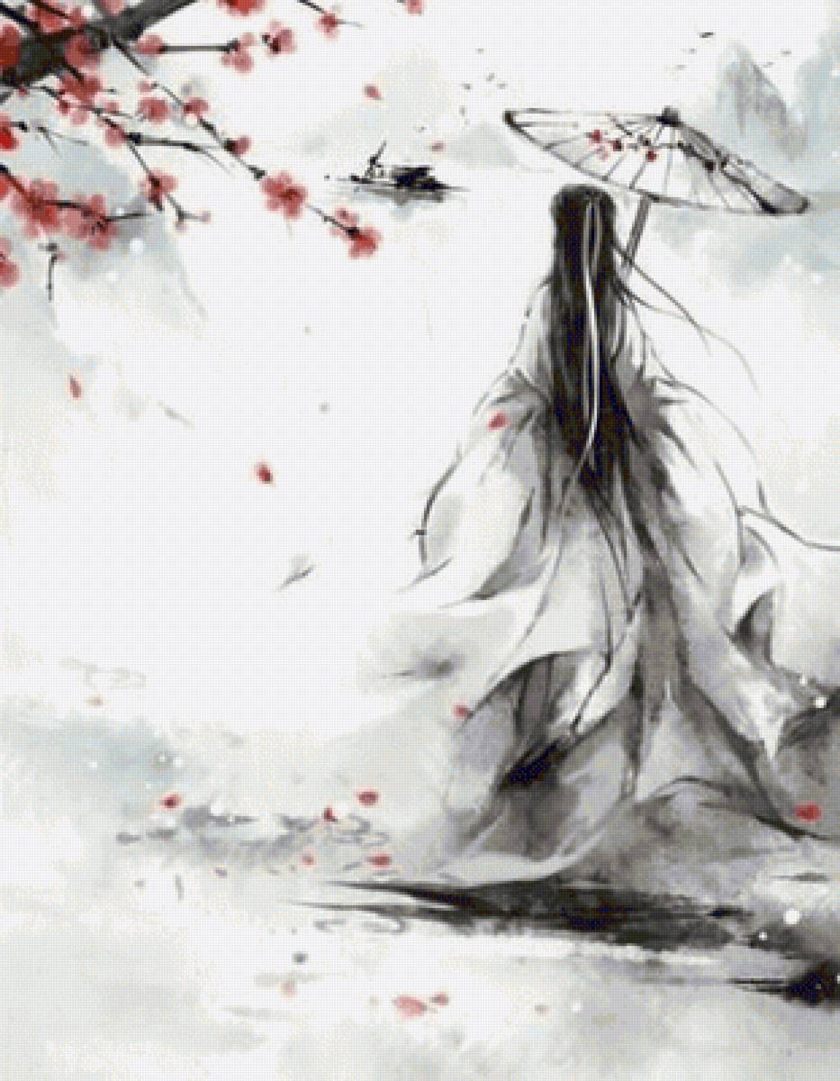 Geisha - oriental, sombrilla, mujer - предпросмотр