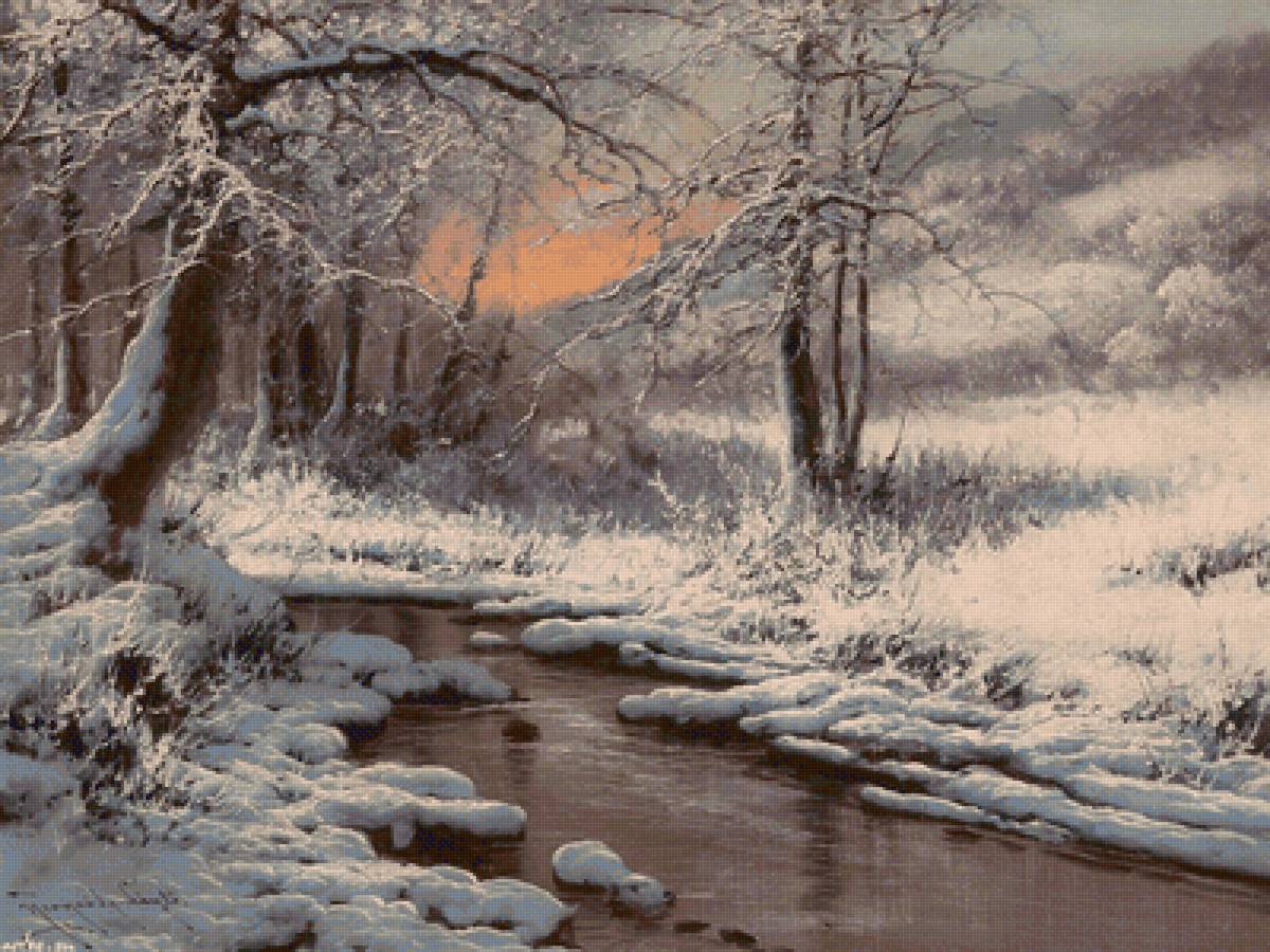 зима - зима, речка, лес - предпросмотр