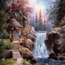 Домик у водопада