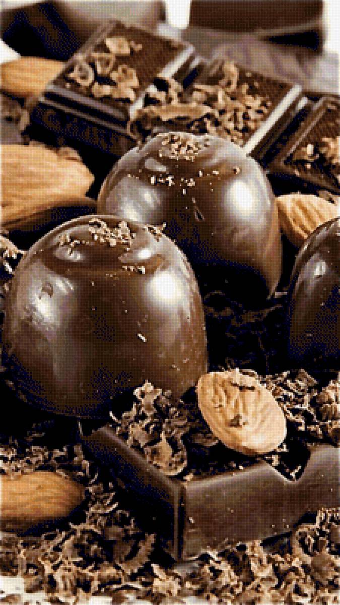 Конфеты с орехом - шоколад, еда, натюрморт - предпросмотр