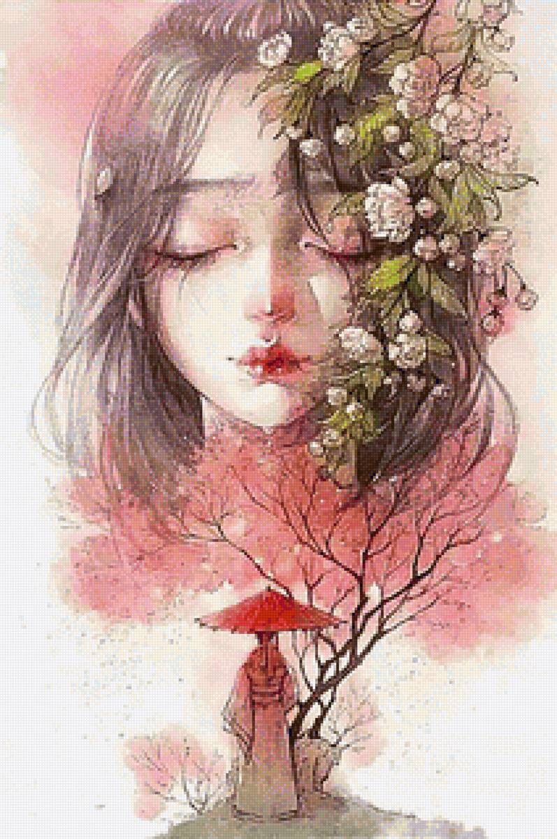 Япония в цветах - девушка япония - предпросмотр