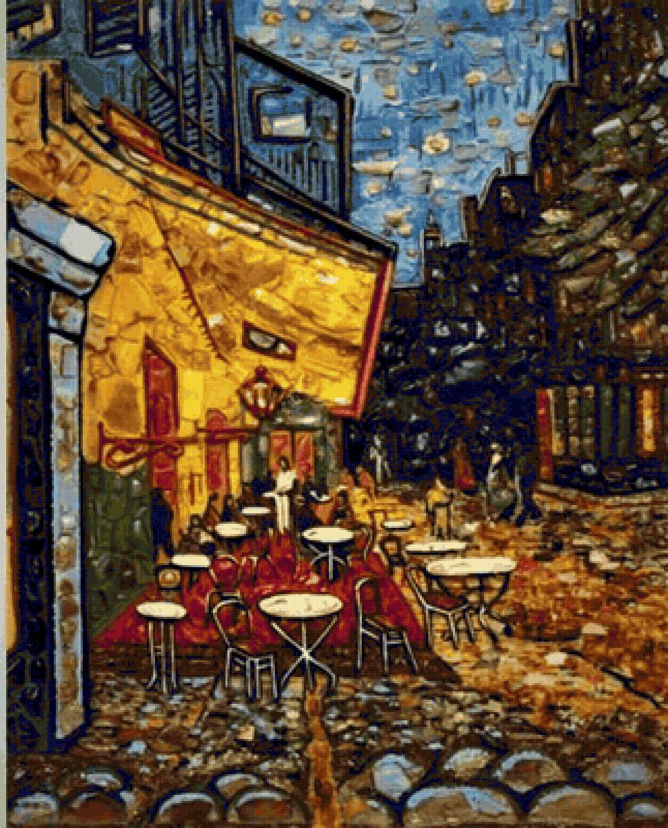 Ночная терраса кафе.  Винсент ван Гог - ночная терраса кафе, известный художник, винсент ван гог - предпросмотр