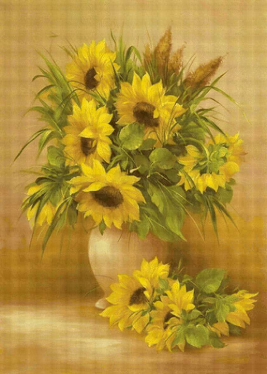 Букет подсолнухов - цветы - предпросмотр