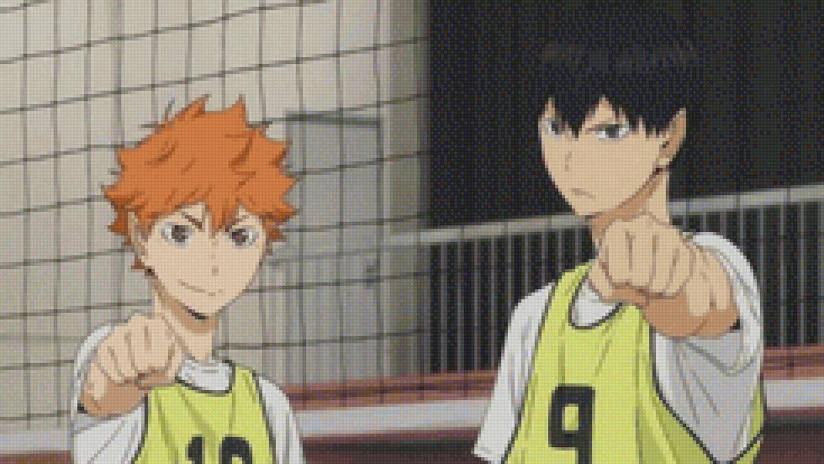 Предпросмотр схемы вышивки «Кагеяма и Хината (Haikyu!!)» (№2463264) -  Вышивка крестом