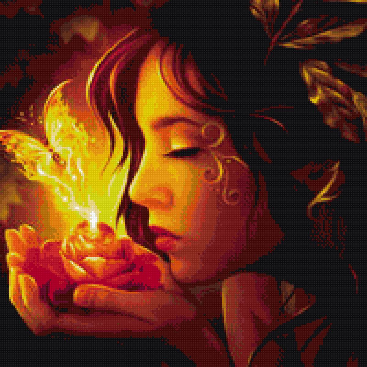 Девушка - девушка. огонь. бабочка - предпросмотр