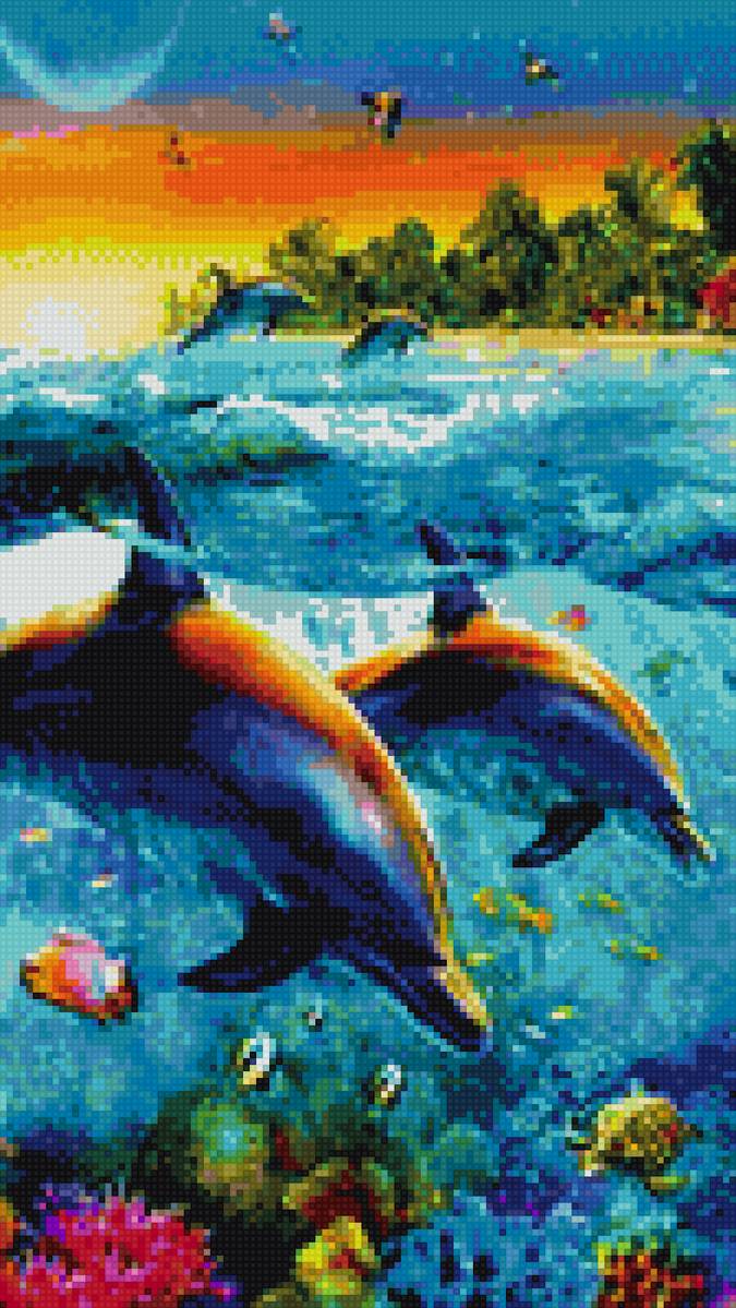 Дельфины - дельфины. море. - предпросмотр