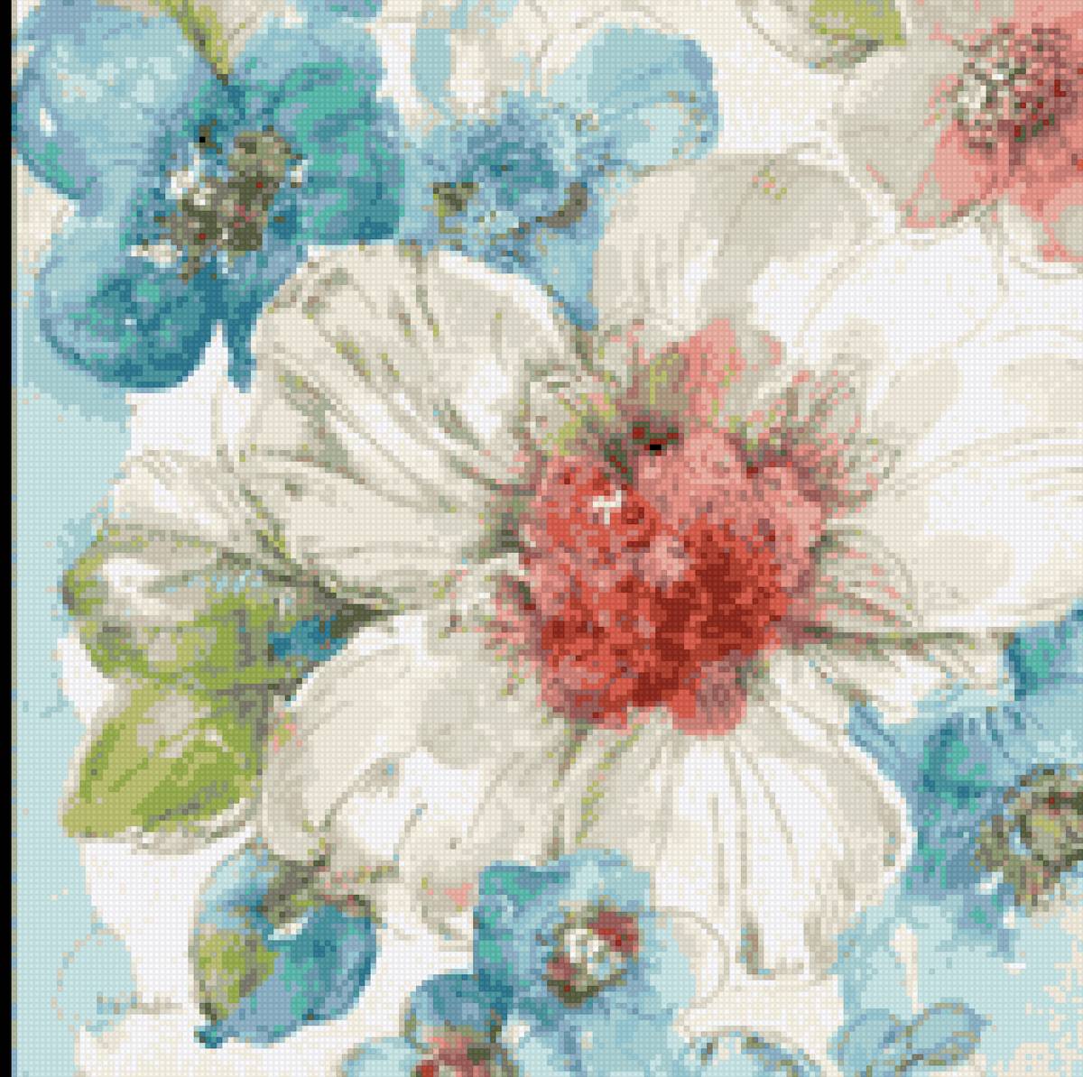 Акварельные цветы - подушка, цветы - предпросмотр