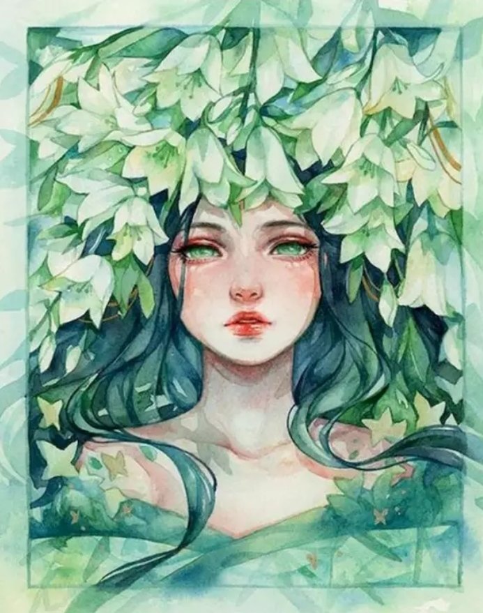 Девушка лето - цветы, лето, фентези, девушка - оригинал