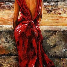 Схема вышивки «Девушка в красном»