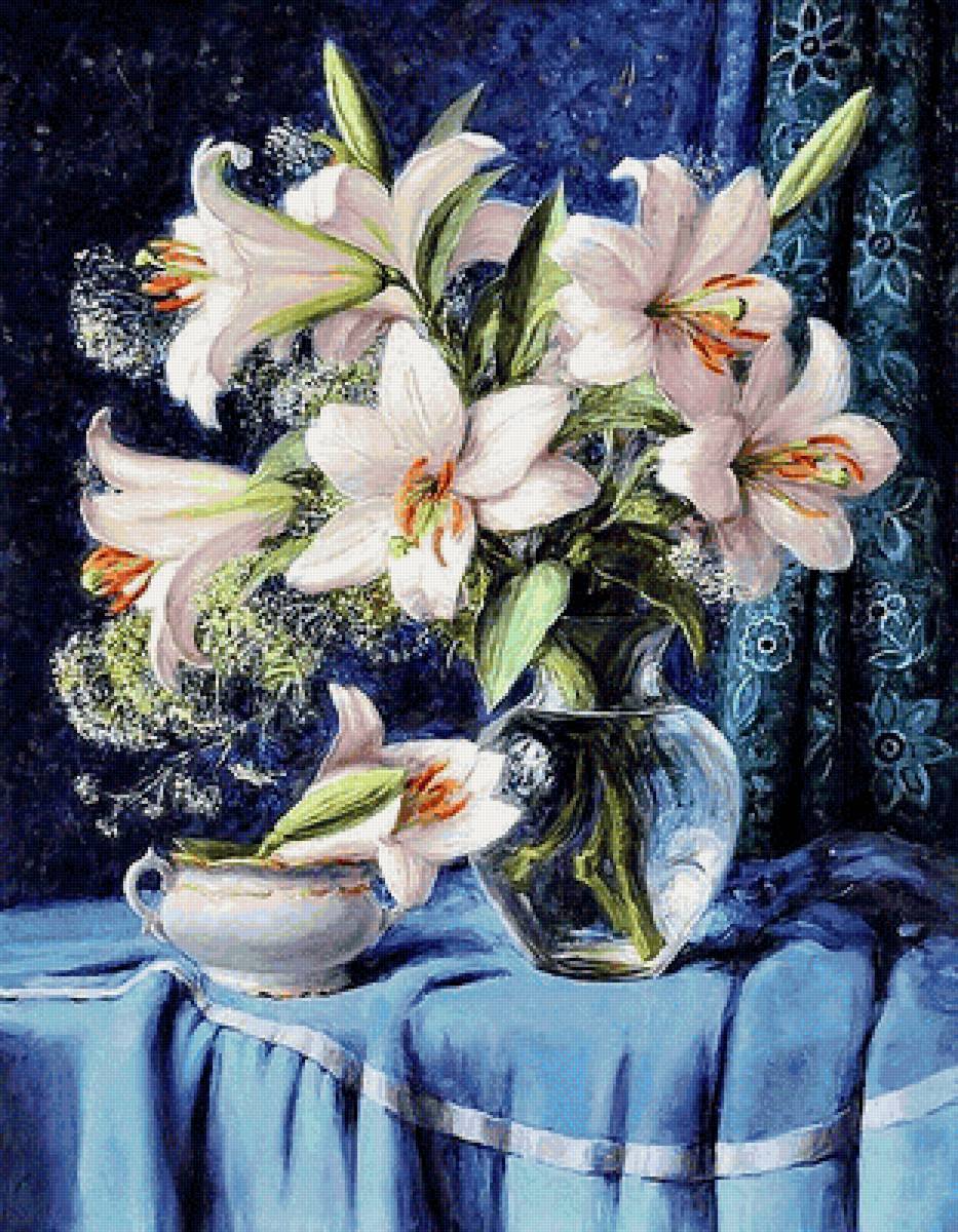 Белые лилии - цветы - предпросмотр