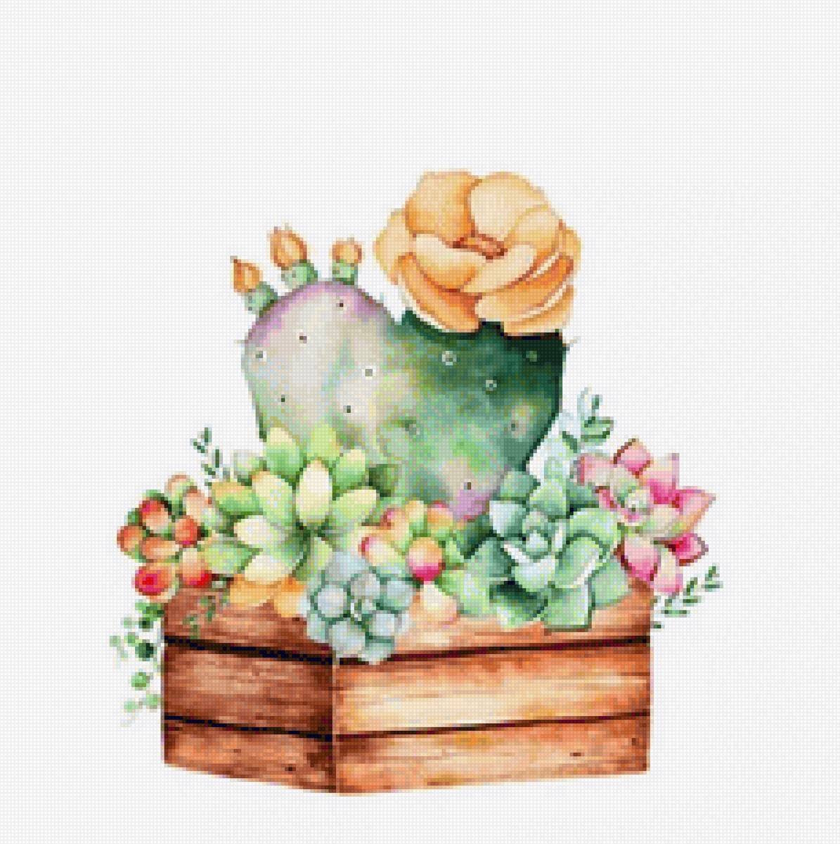 Кактус - цветы, подушка - предпросмотр