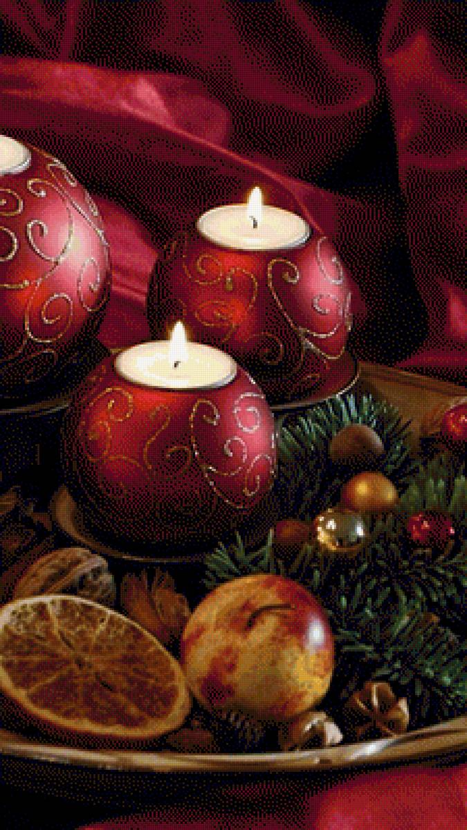 Рождественские свечи - рождество, новогодние украшения, свечи - предпросмотр