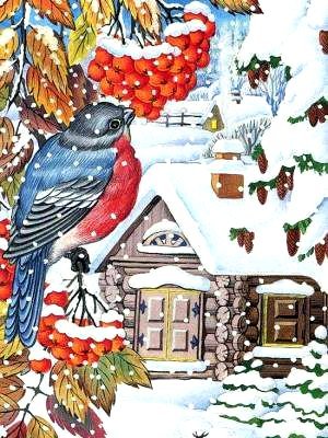 зимние мотивы - рисунок - оригинал