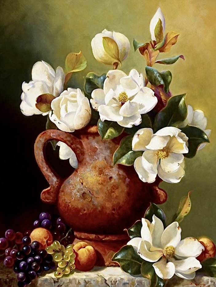 Белые цветы - натюрморт, цветы - оригинал