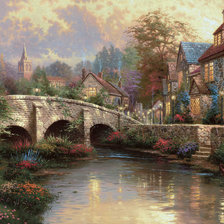 Схема вышивки «мост к домам»