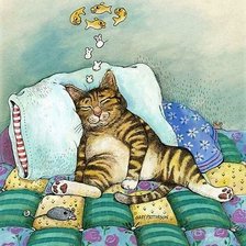 Оригинал схемы вышивки «Сладкие сны котика» (№2469637)